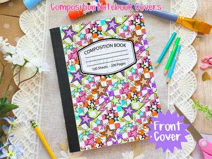 Neon Stars & Lightning Bolts Composition Notebook Cover