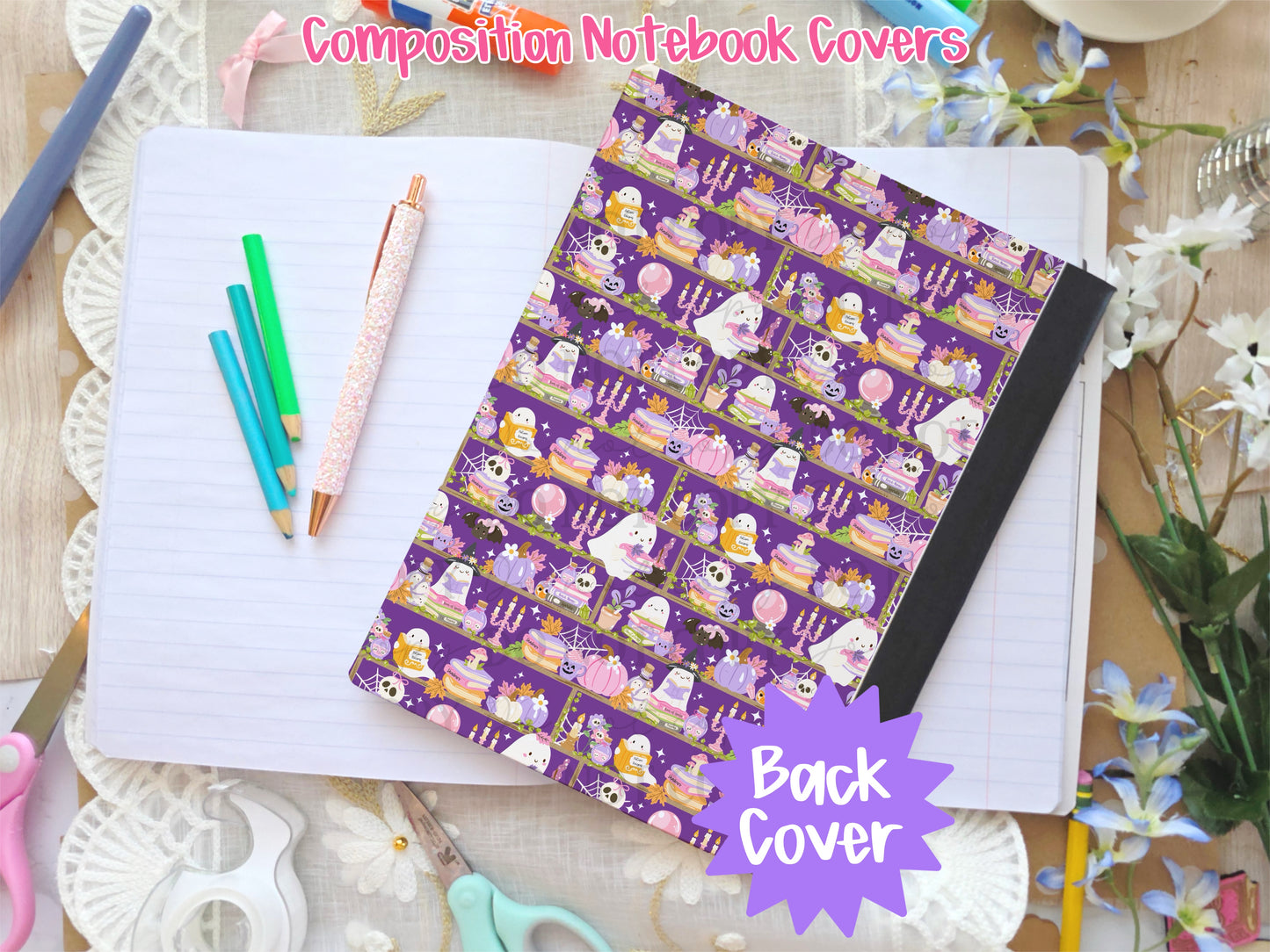 Magical Bookish Ghostie Composition Notebook Cover