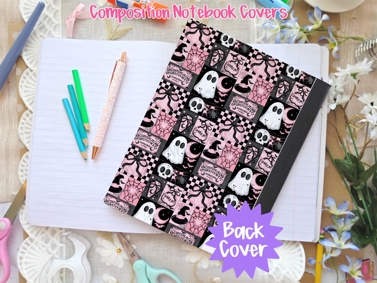 Spooky Girl Patchwork Composition Notebook Cover