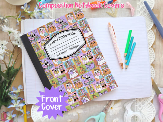 Bookish Ghostie Patchwork Composition Notebook Cover