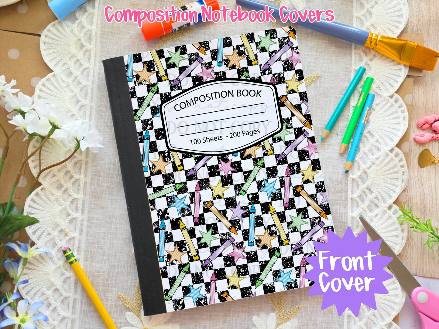 Stars & Crayons Composition Notebook Cover