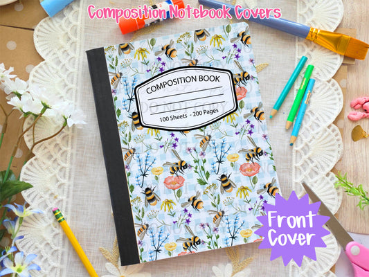 Bees & Farm Flowers Composition Notebook Cover
