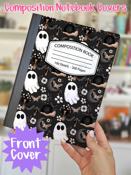 Ghost & Moon Dark Cottagecore Composition Notebook Cover
