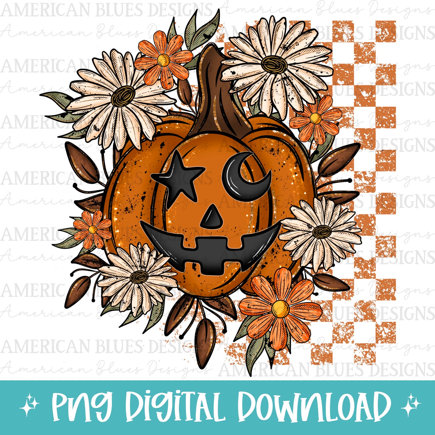 Grungy Floral Jack O’ lantern
