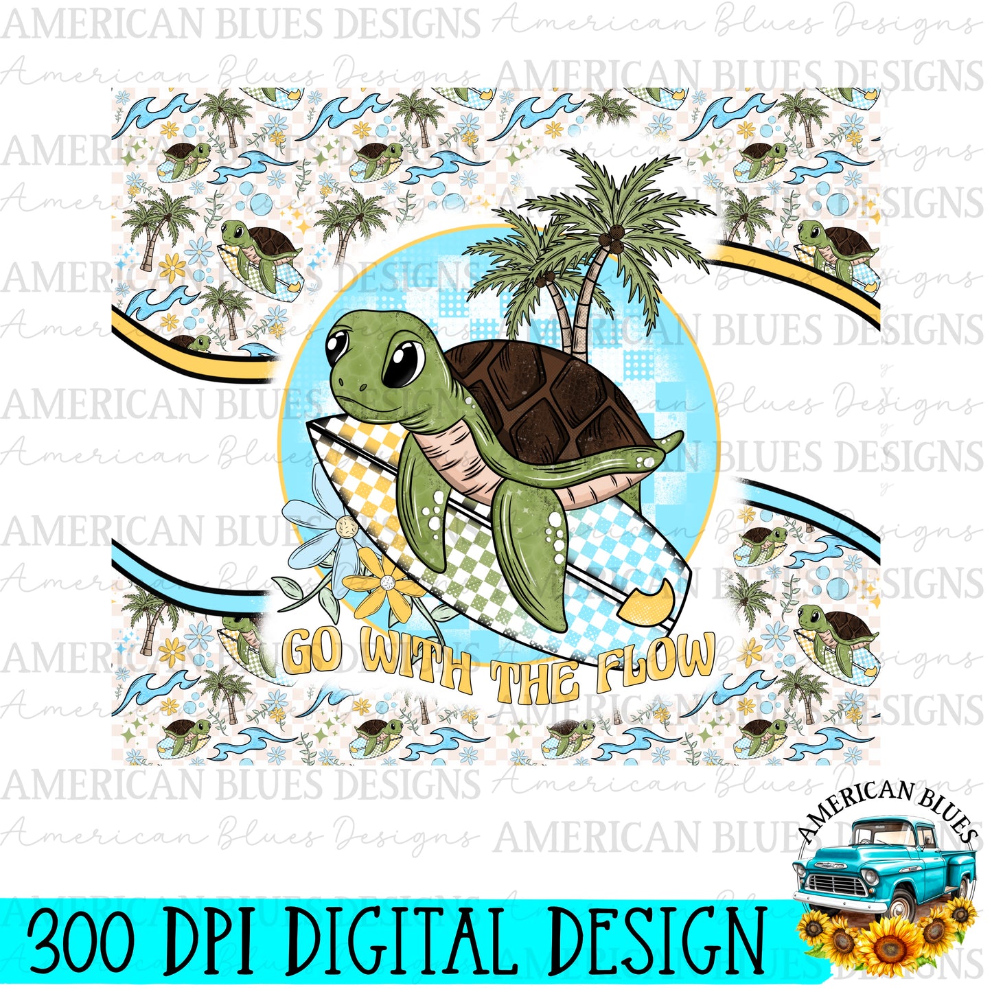 Go with the flow 20 oz wrap digital design | American Blues Designs 