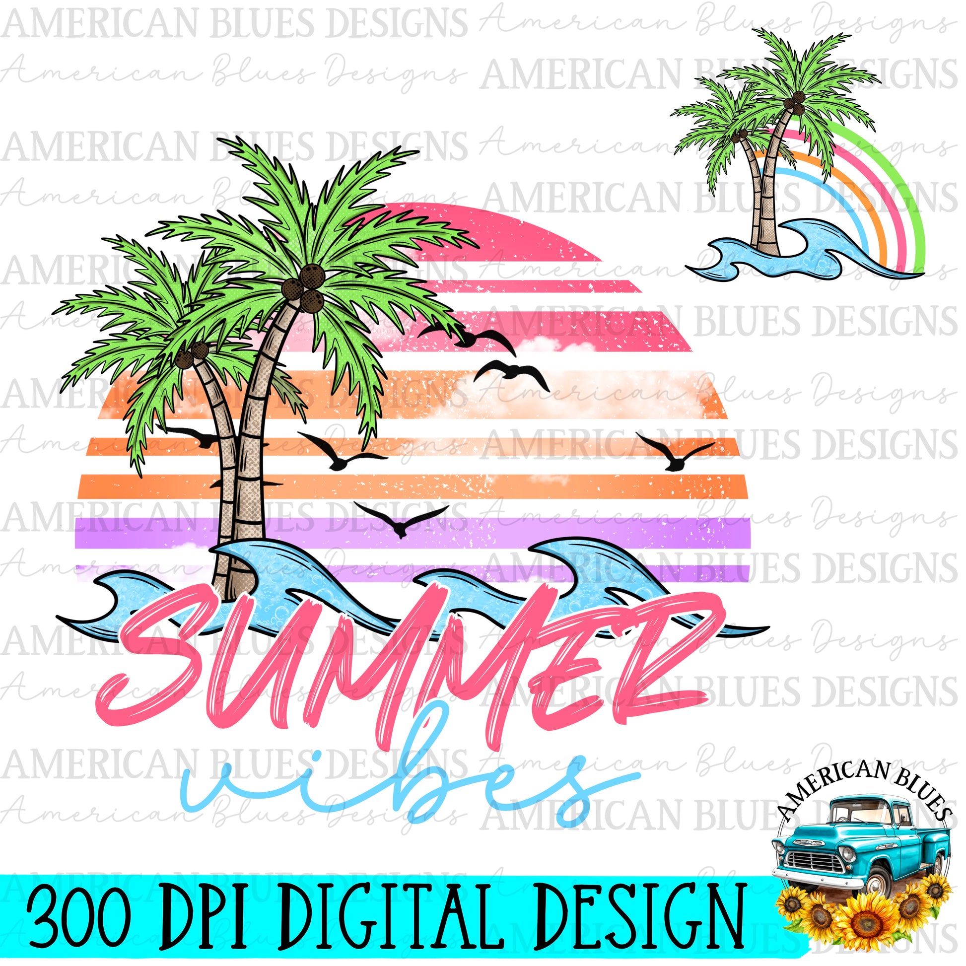 Summer vibes digital design | American Blues Designs 