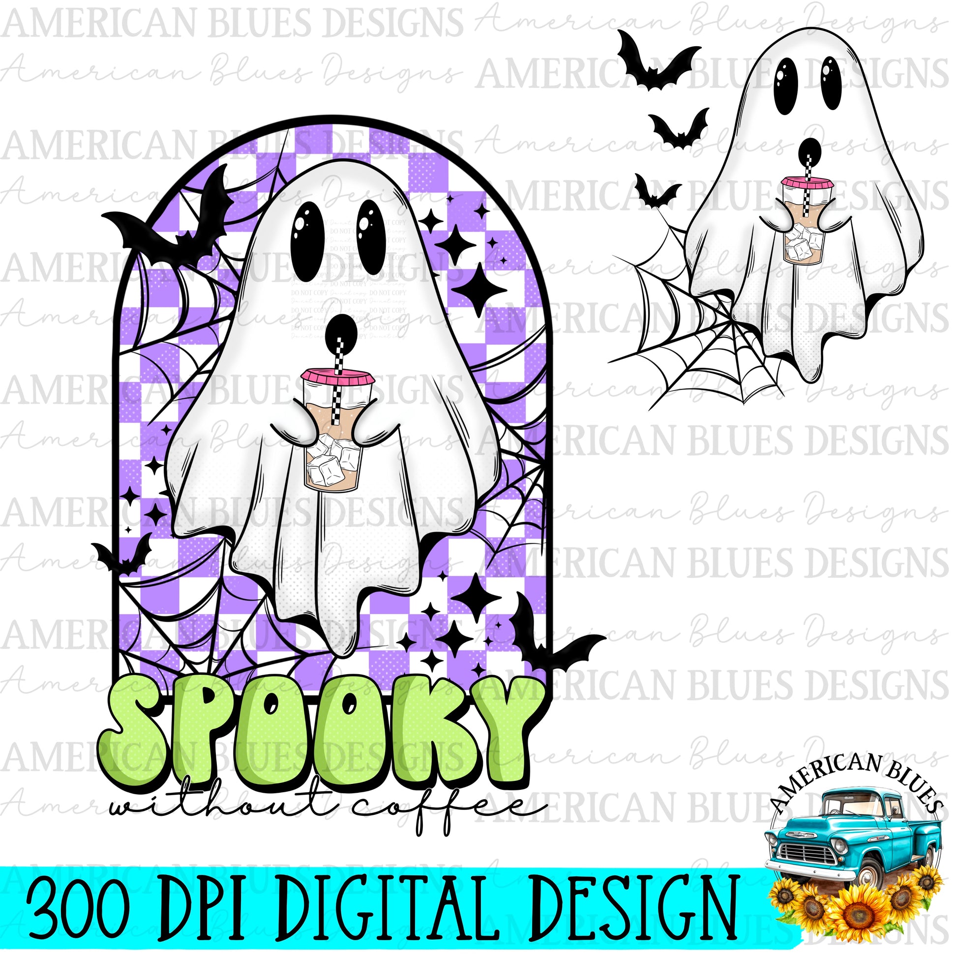 Spooky without coffee digital design | American Blues Designs 