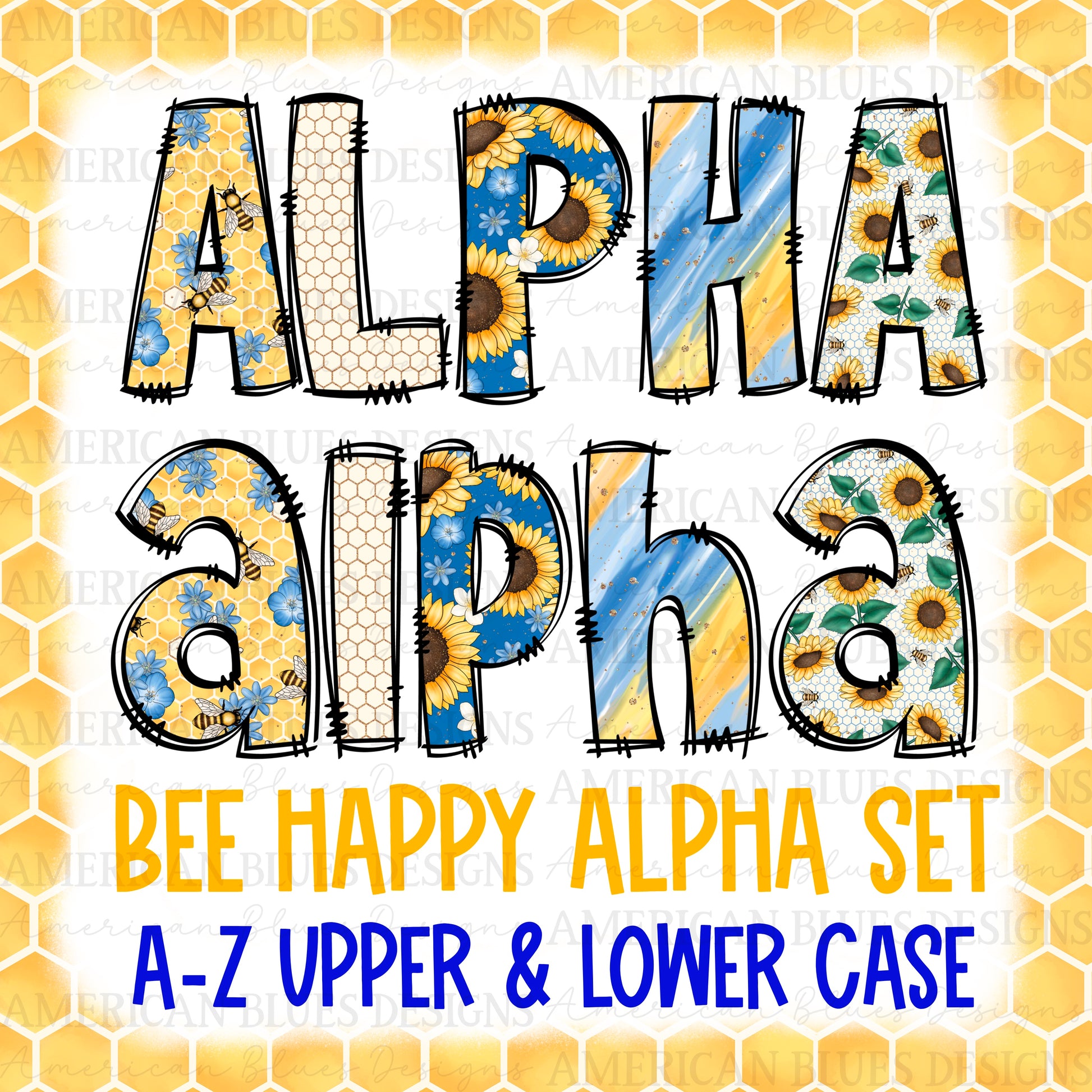 Bee Happy Alpha Set digital alpha | American Blues Designs 