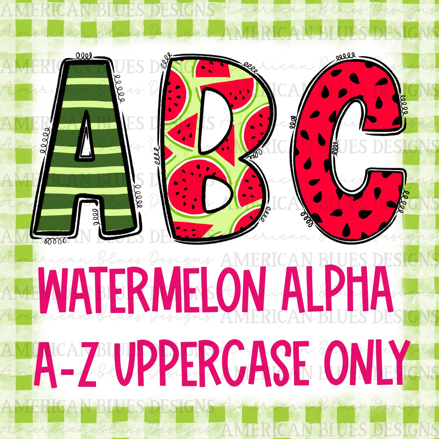 Watermelon Doodle Alpha Set | American Blues Designs 