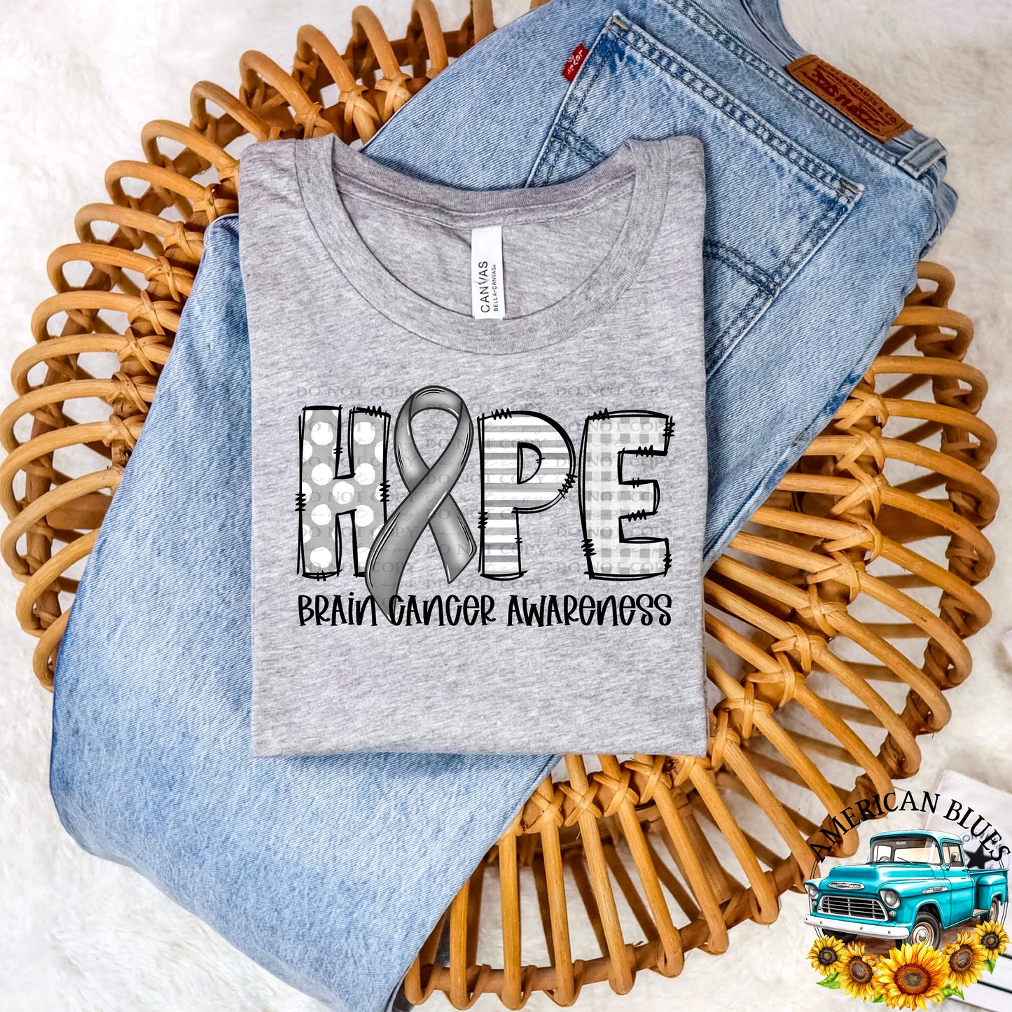 HOPE- Brain Cancer Awareness digital design | American Blues Designs 