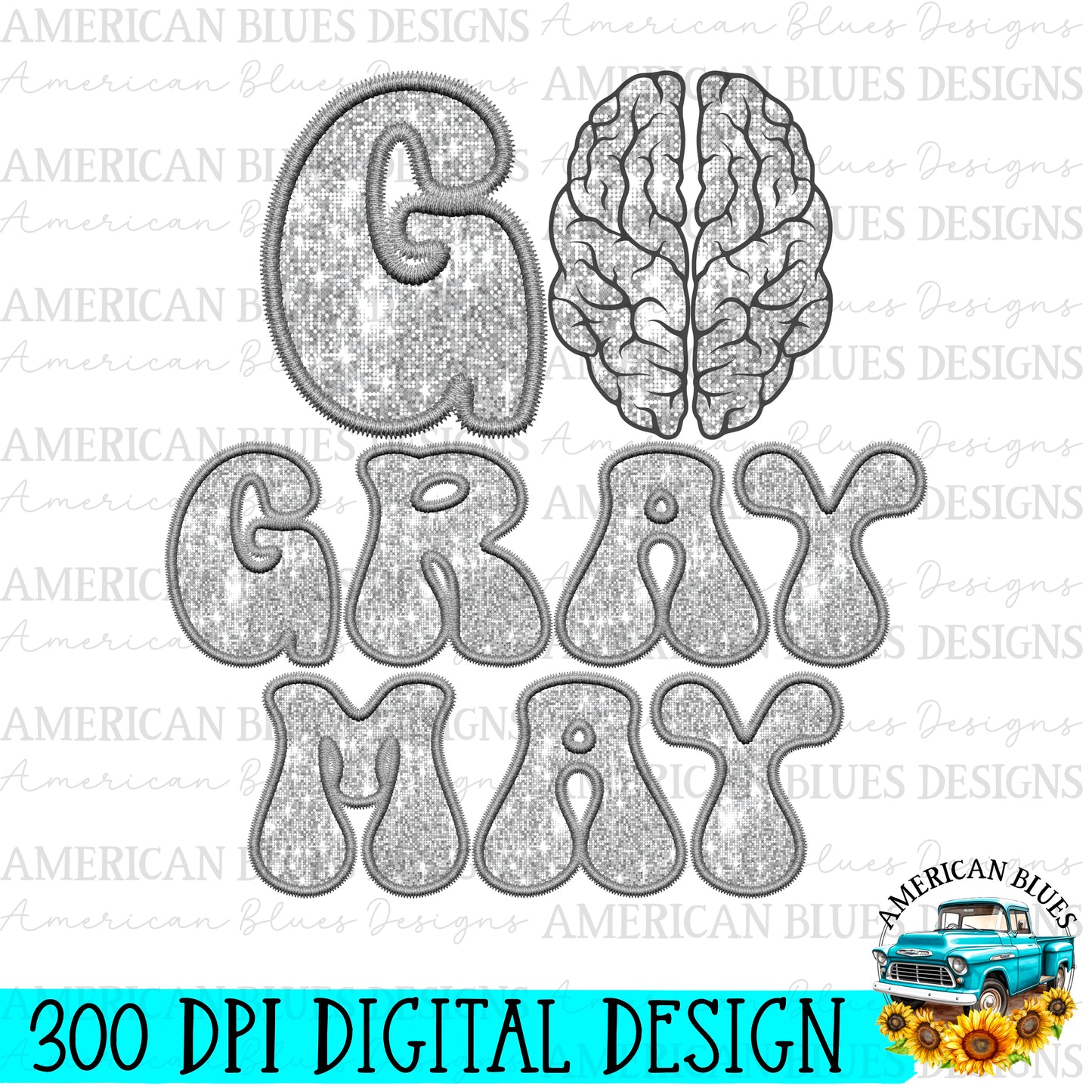 Go Gray in May digital design | American Blues Designs 