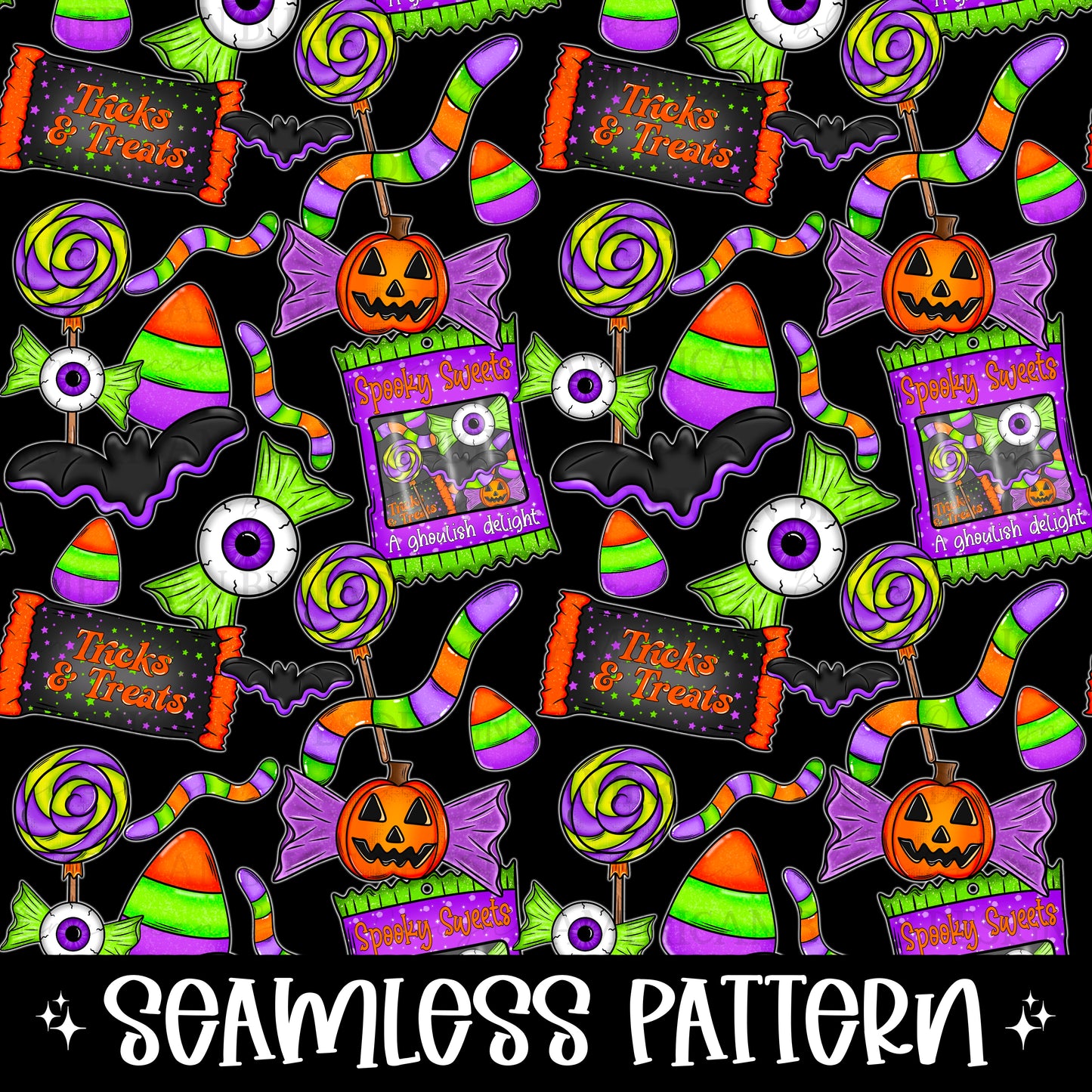Spooky Treats seamless pattern