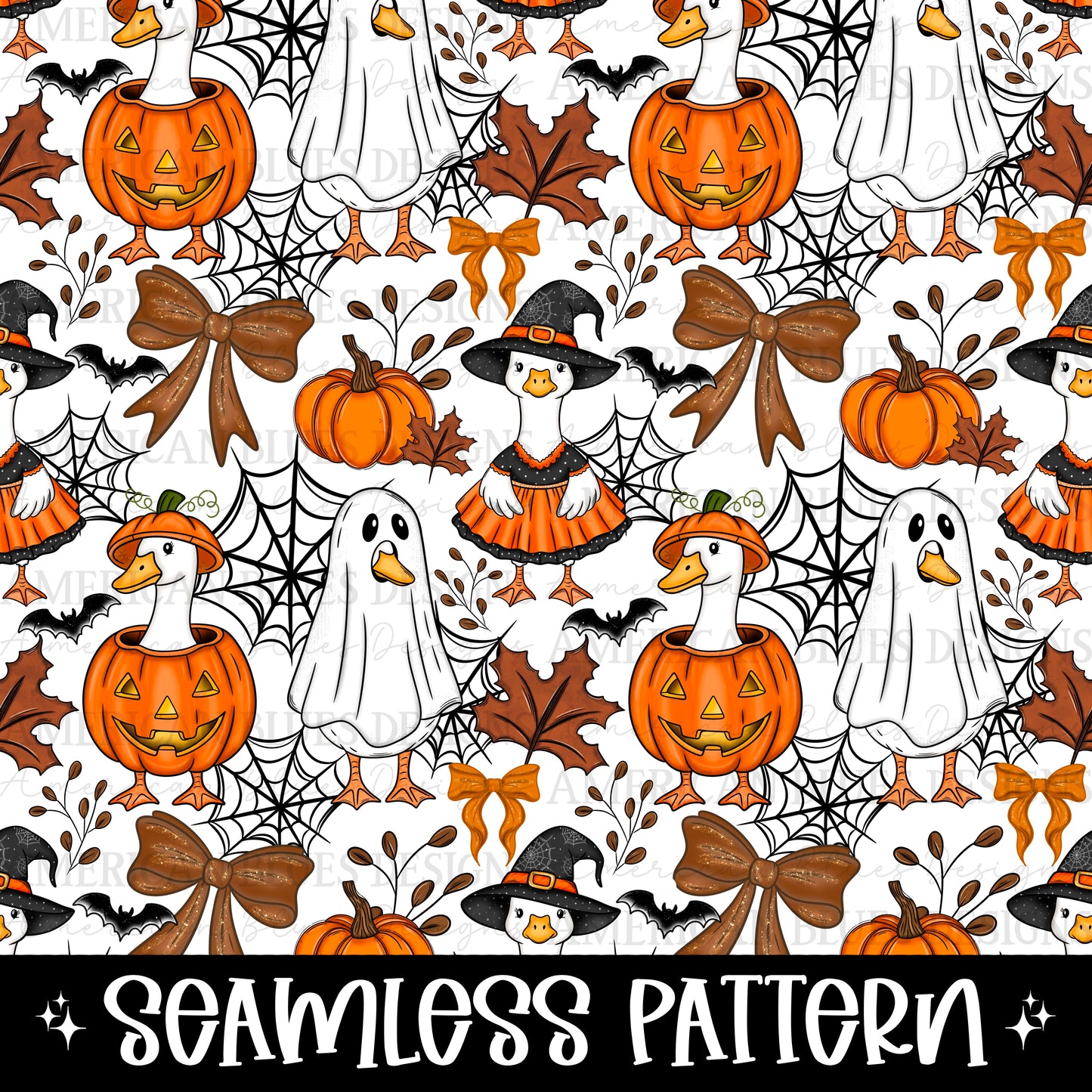 Spooky Goose seamless pattern