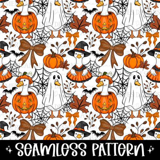 Spooky Goose seamless pattern
