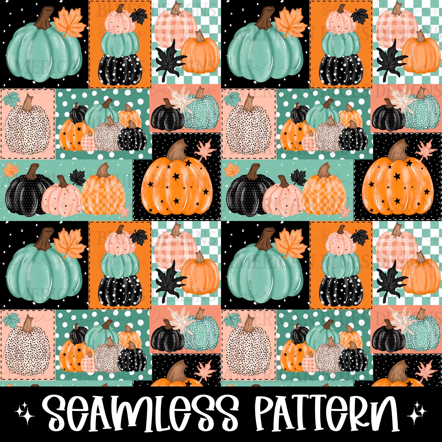 Pumpkins Patchwork seamless