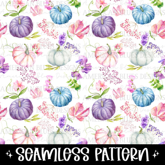 Sweet Peas & Pumpkins seamless pattern