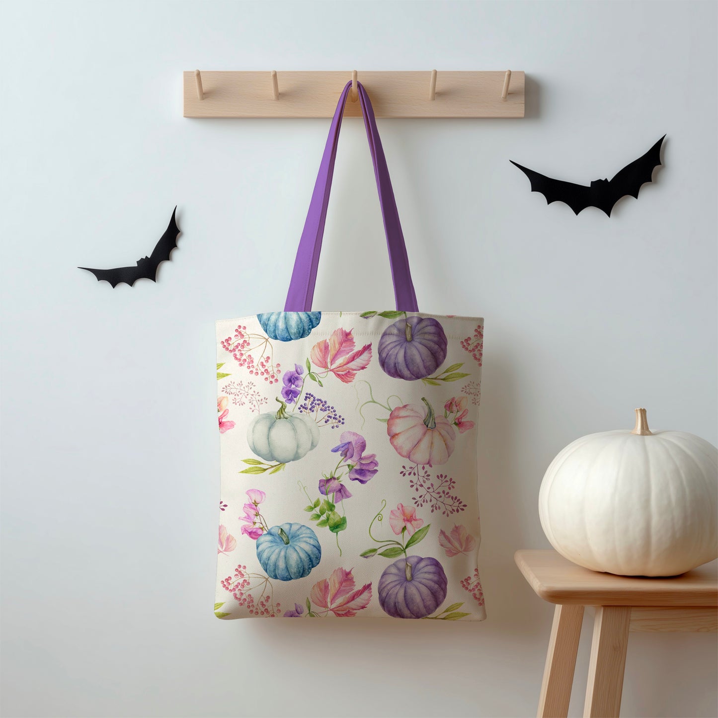 Sweet Peas & Pumpkins seamless pattern