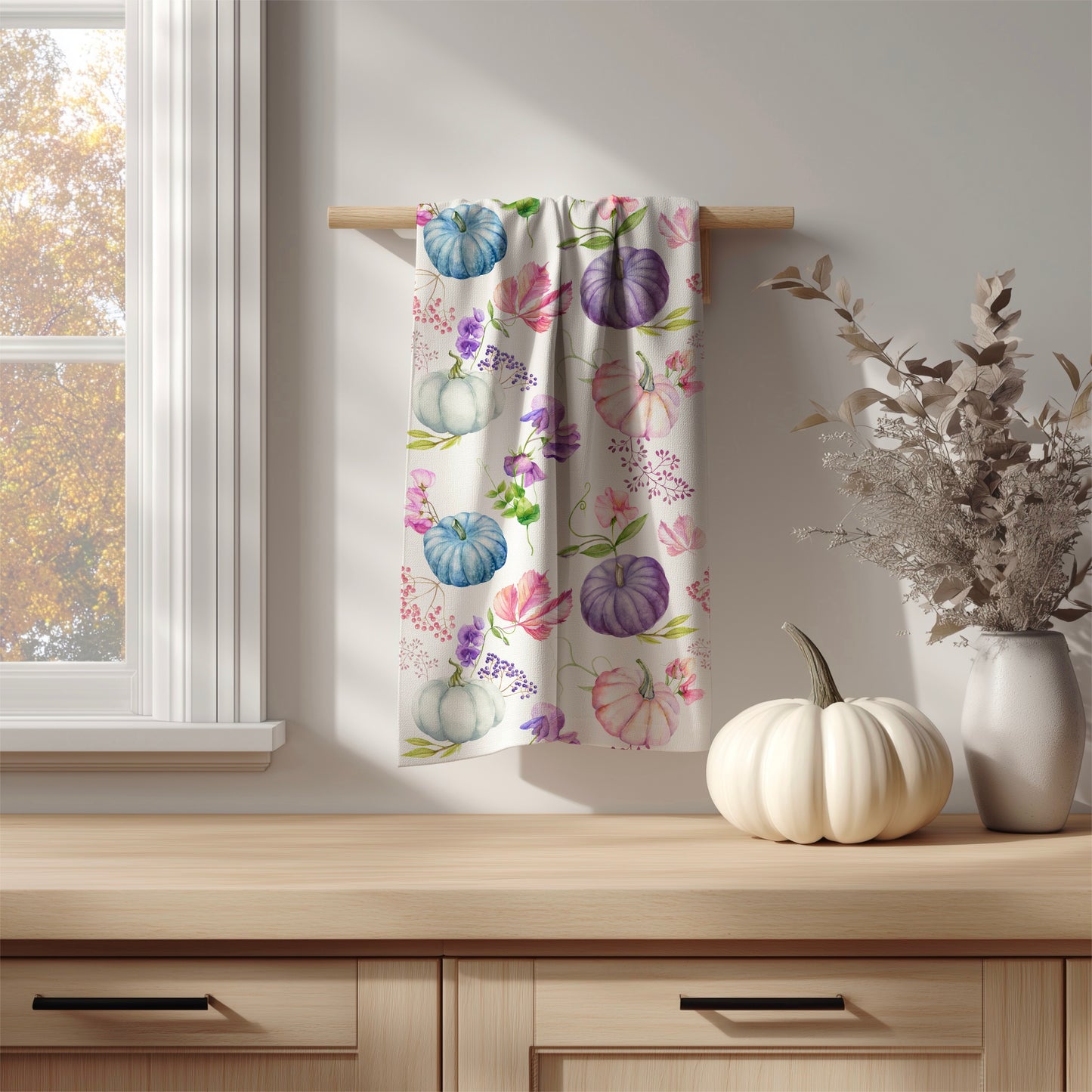 Sweet Peas & Pumpkins seamless pattern