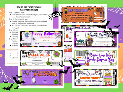 Editable Halloween Gift Tickets – 9 Spooky Designs