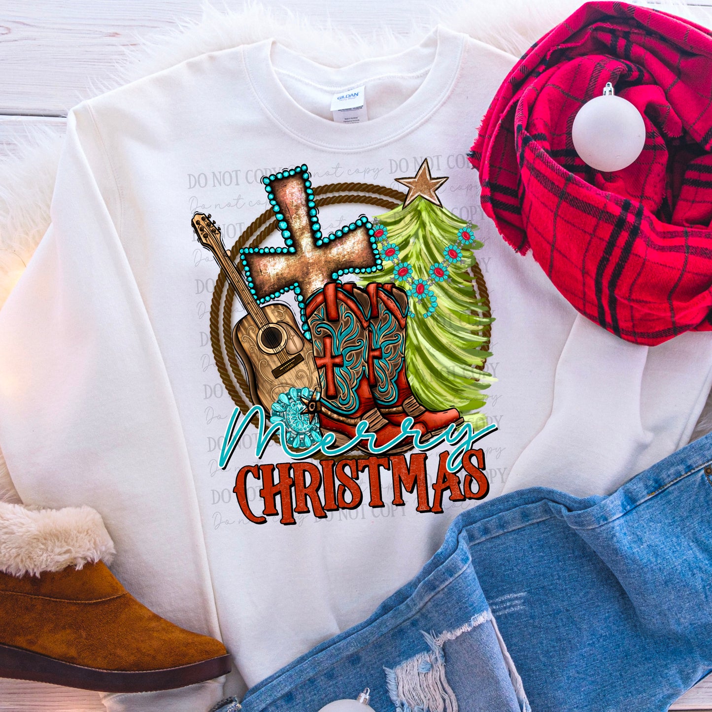 Merry Christmas- country cowboy digital design | American Blues Design