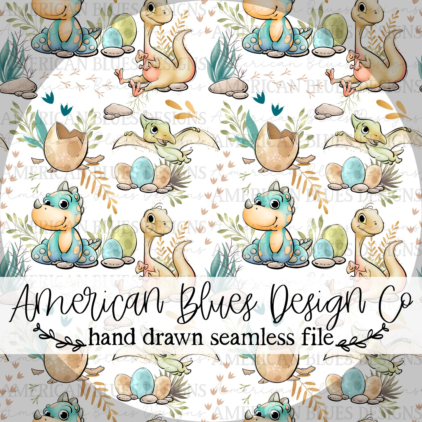 Cute Dinos seamless pattern