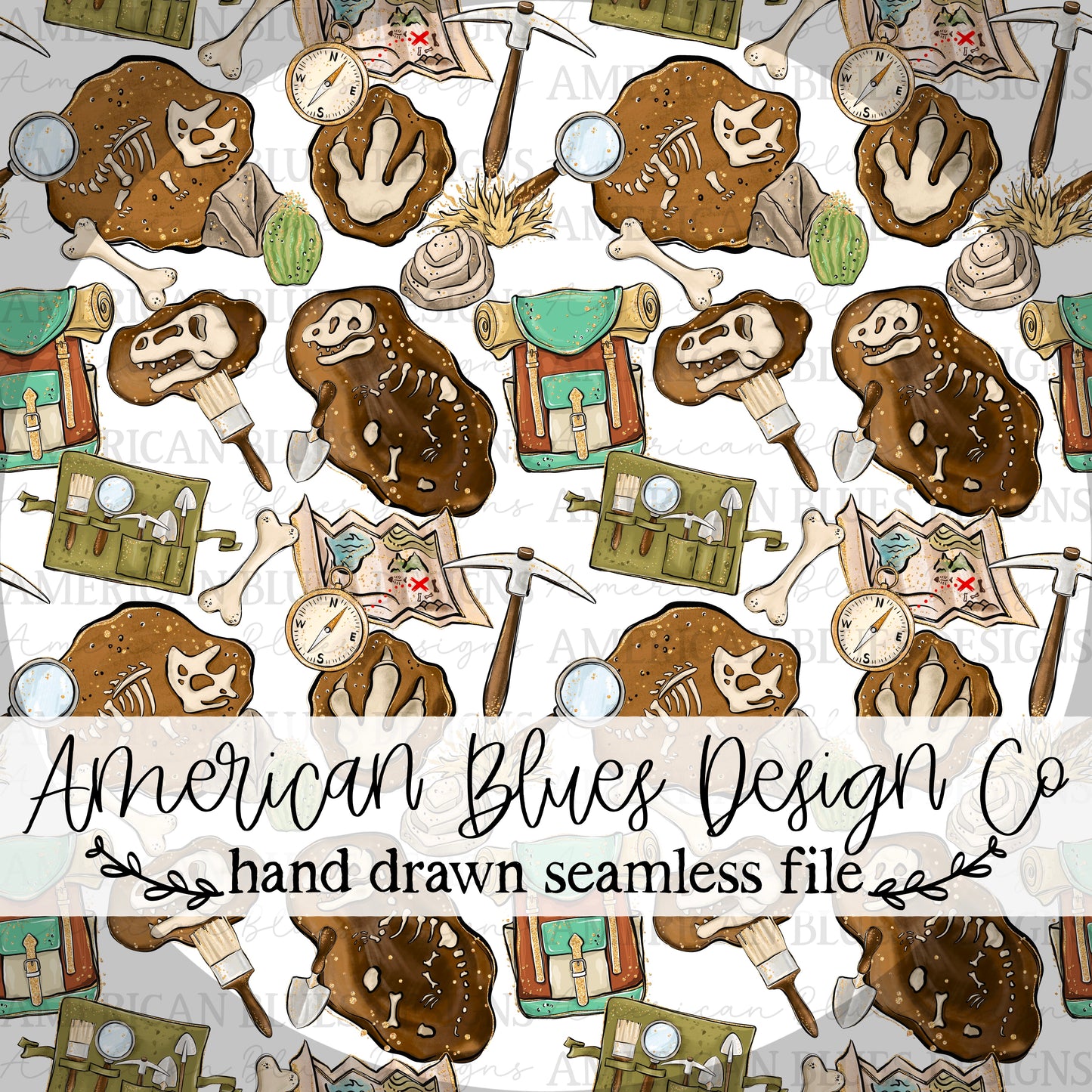 Paleontology seamless pattern