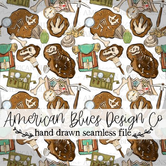 Paleontology seamless pattern