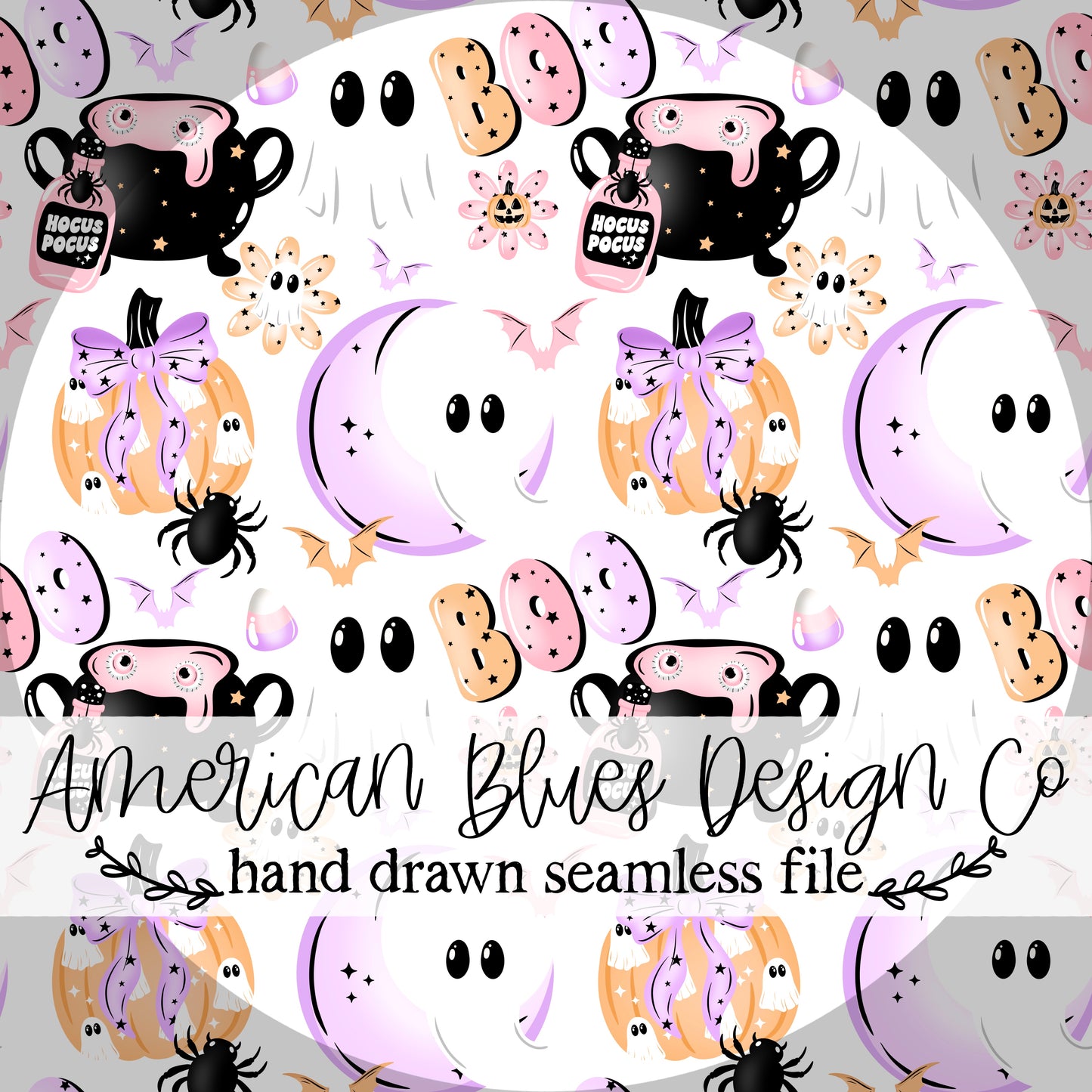 Boo pastel ghost seamless pattern