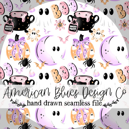Boo pastel ghost seamless pattern