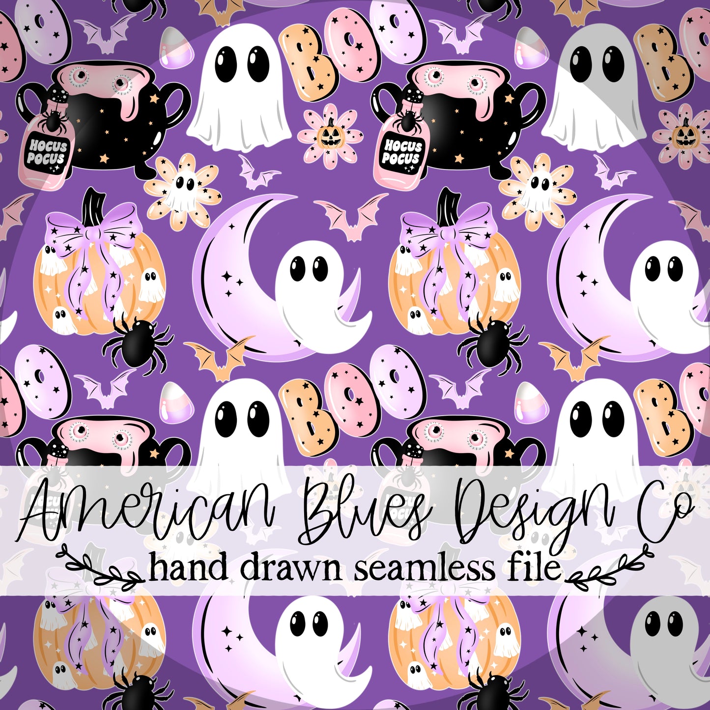 Boo pastel ghost seamless pattern