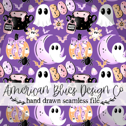 Boo pastel ghost seamless pattern