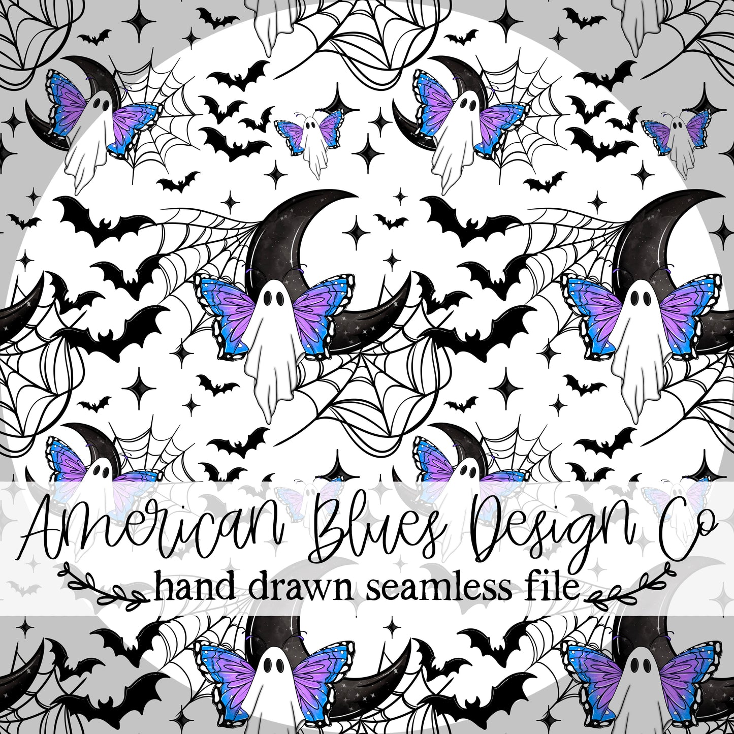 Butterfly Ghostie seamless pattern