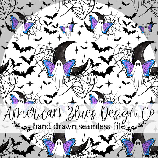 Butterfly Ghostie seamless pattern