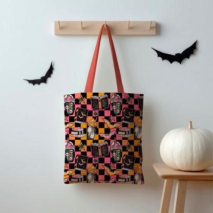 Spooky Books & Coffee seamless pattern