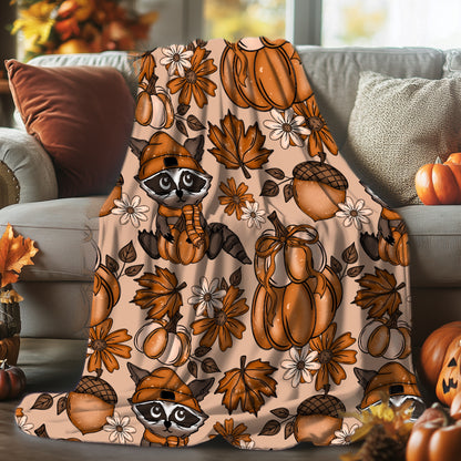 Autumn Raccoon seamless pattern