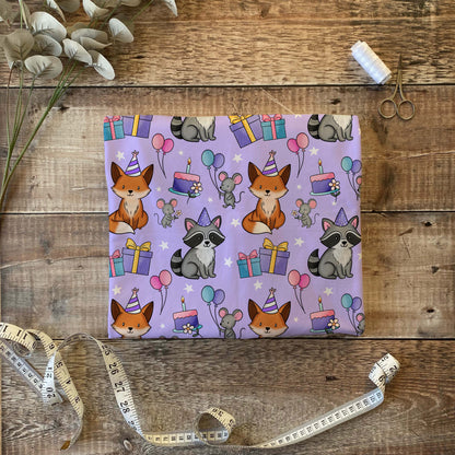Birthday Fox & Friends seamless pattern