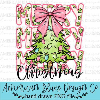 Merry Merry Merry Christmas bow tree