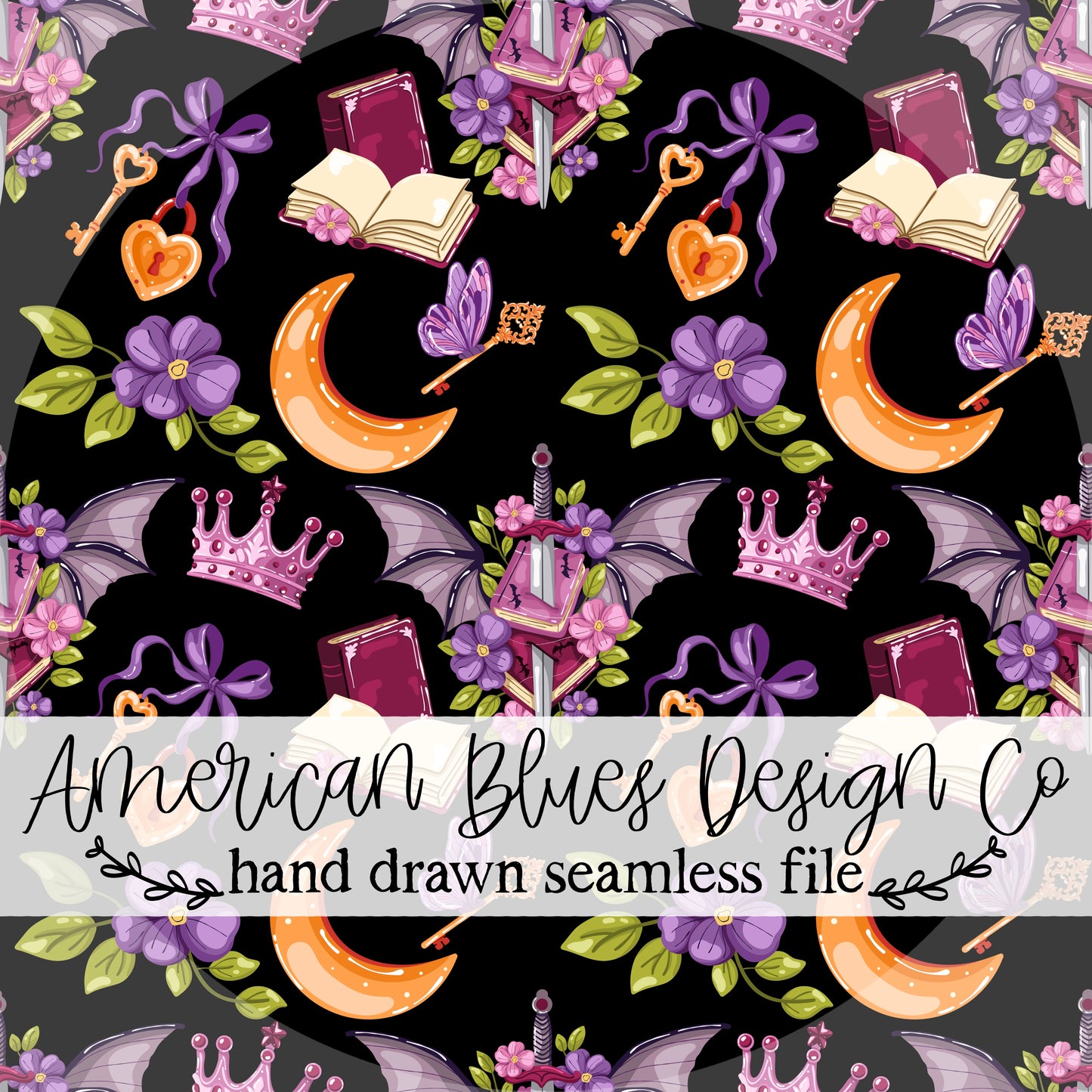 Violet Fantasy Bookish seamless