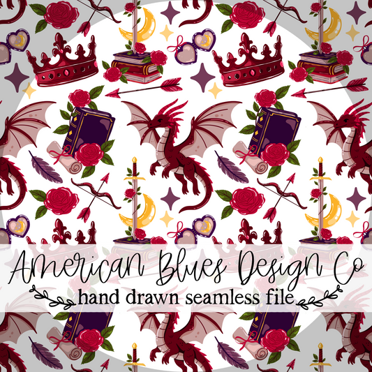 Eternal Dragons Fantasy Bookish seamless