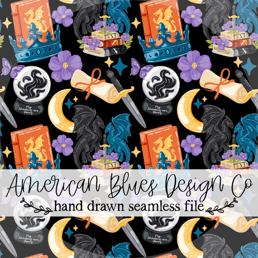 Heart of Dragons Fantasy Bookish seamless