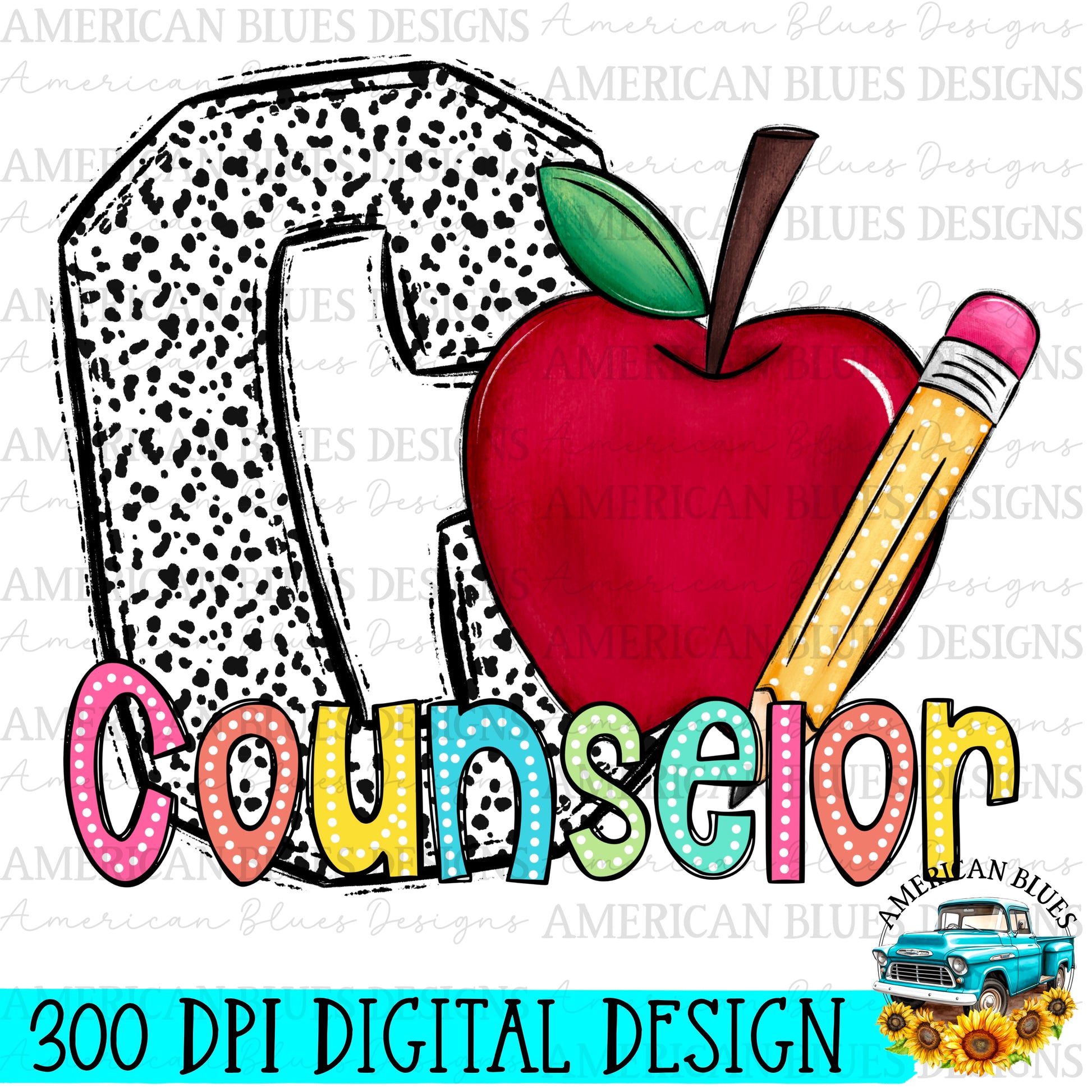 Colorful Class Doodle Digital Design | American Blues Designs