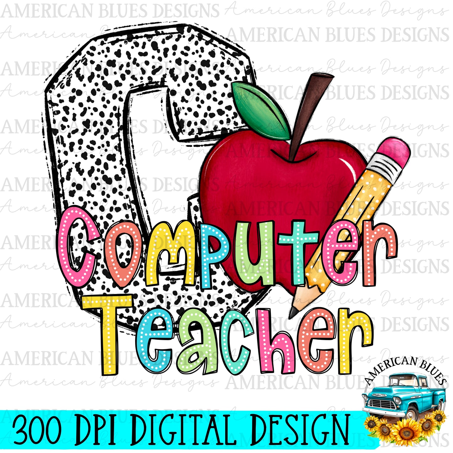 Colorful Class Doodle Digital Design | American Blues Designs