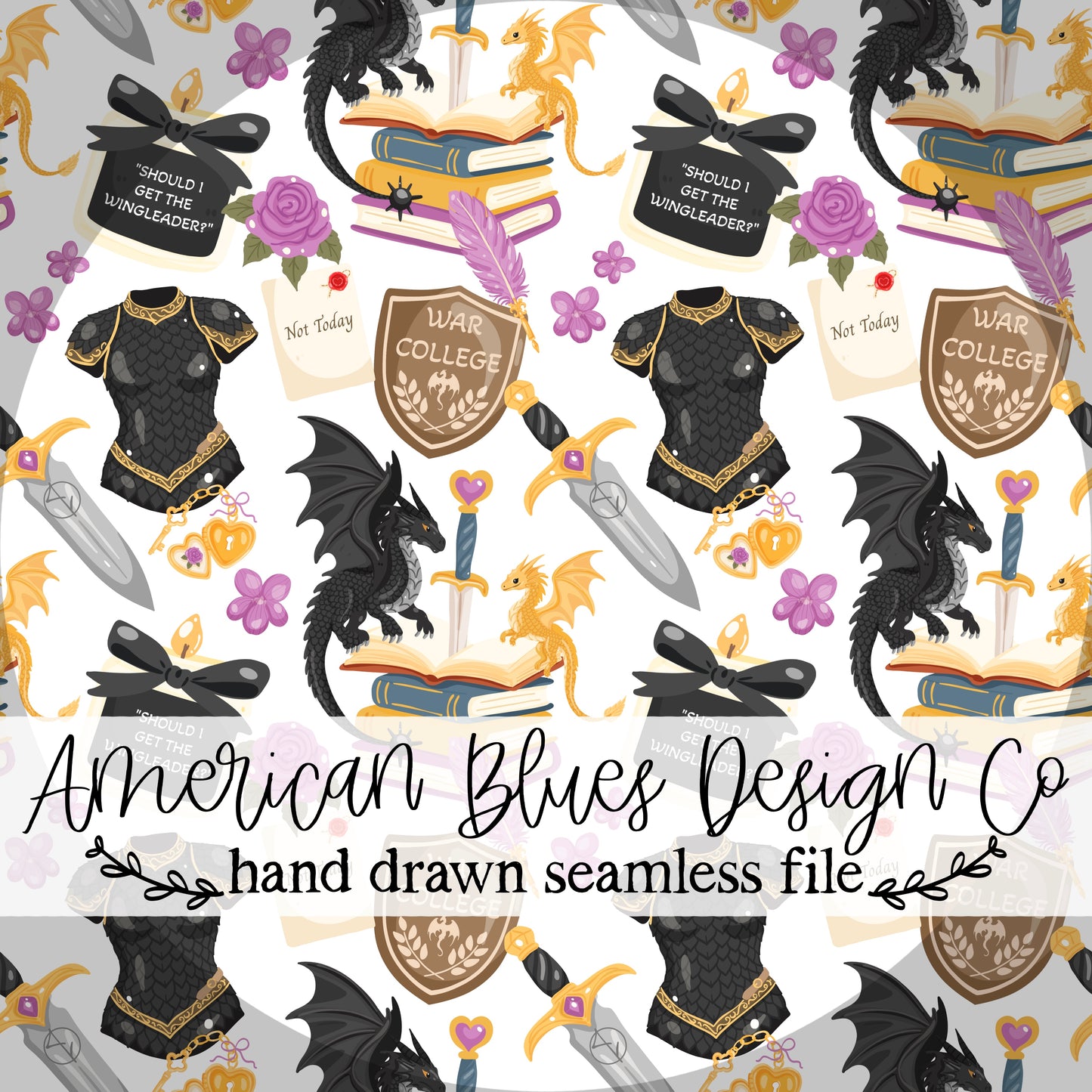 Dragon Wingleader Bookish seamless