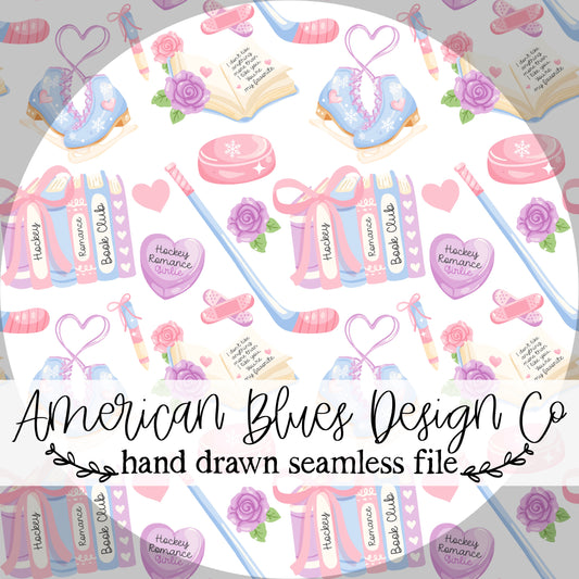 Ice Hockey Romance Bookish seamless