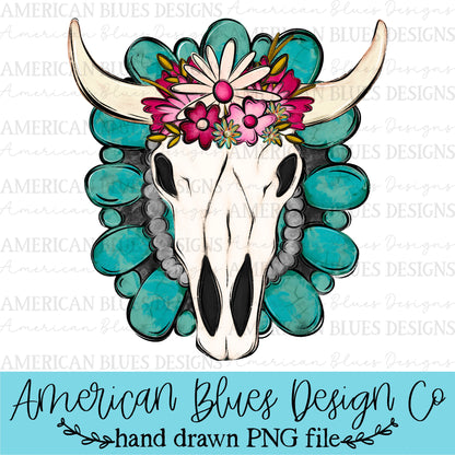 Turquoise & Bull Skull