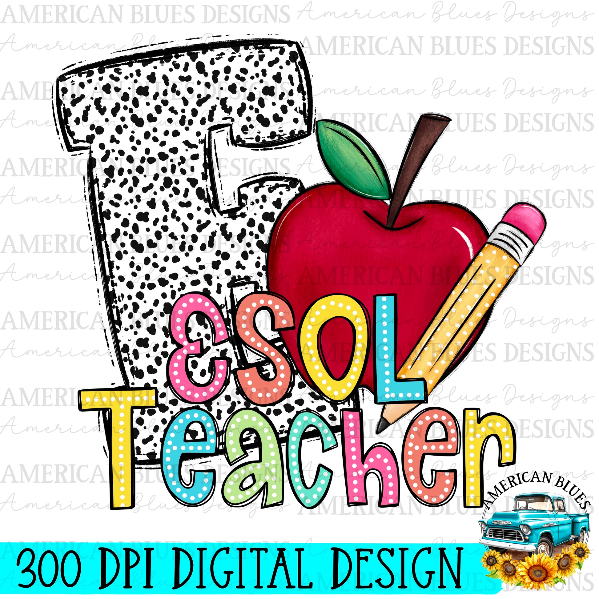 Colorful Class Doodle Digital Design | American Blues Designs