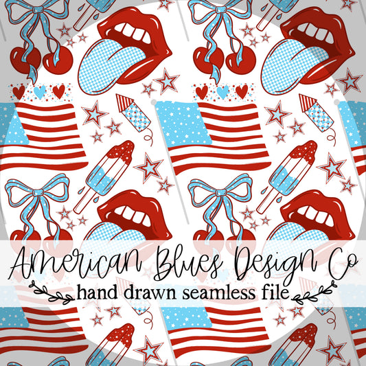 Patriotic Grunge seamless pattern