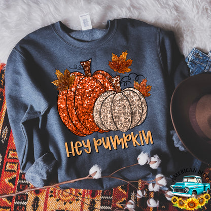 Hey Pumpkin Sequin Digital Design | American Blues Designs