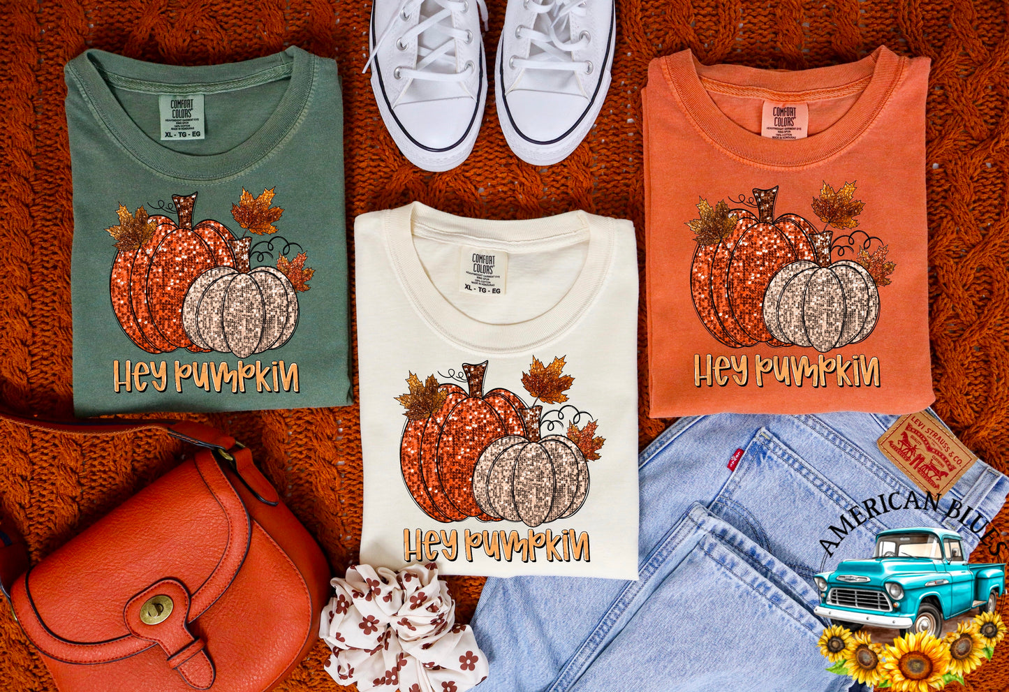 Hey Pumpkin Sequin Digital Design | American Blues Designs