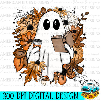 Cozy Autumn Ghostie digital design | American Blues Designs